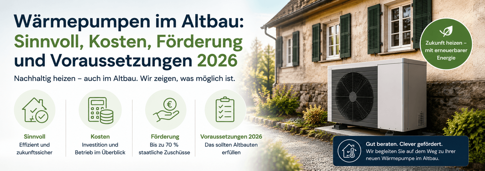 Wärmepumpe im Altbau: Sinnvoll, Kosten, Förderung & Voraussetzungen 2026