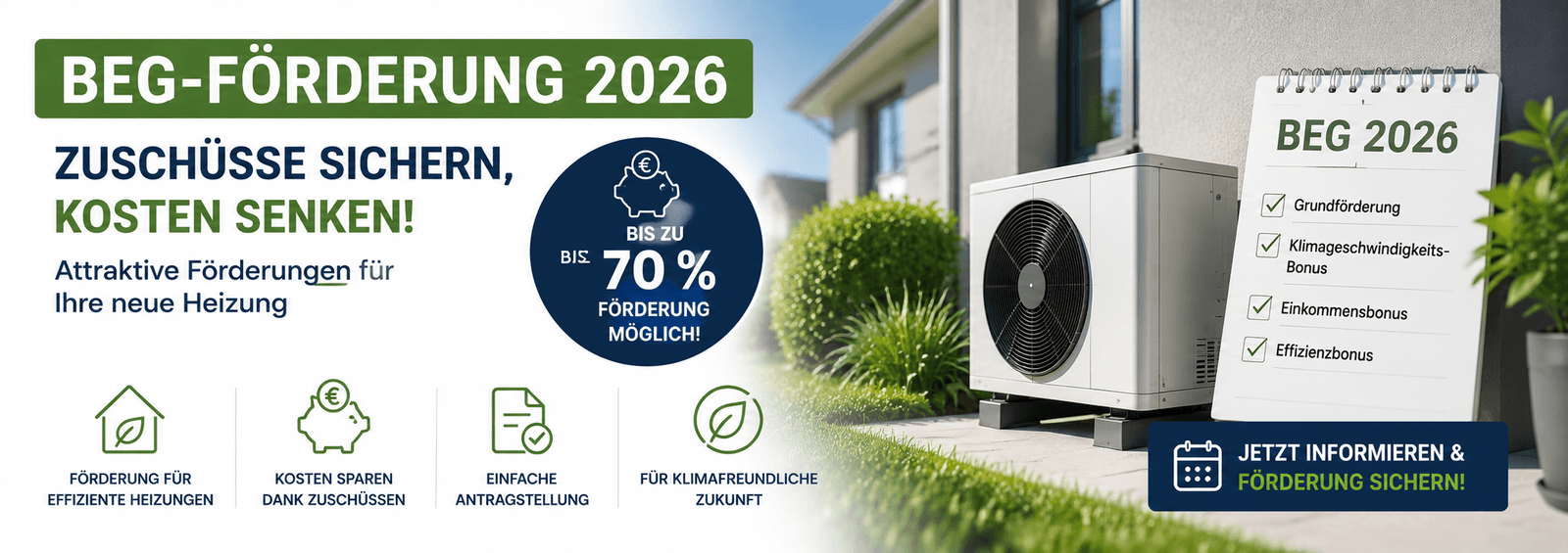 BEG Förderung 2026 einfach erklärt: Zuschüsse für Wärmepumpe & Heizung